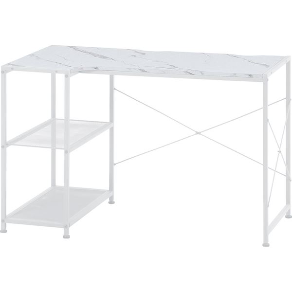 パソコンデスク ワークデスク 約幅1100mm ストーン 高さ調節可 左右組み換え コーナーデスク 組立品 リ..