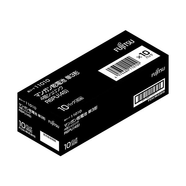 (まとめ）FDK 富士通 マンガン乾電池 単3形R6PU（4S） 1セット（40本：4本×10パック）【×10セット】