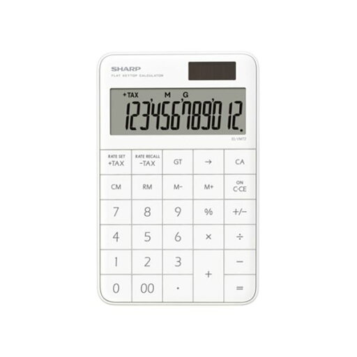 シャープ 電卓12桁 ミニナイスサイズ ホワイト系 EL-VM72-WX 1台 シャープ 電卓12桁 ミニナイスサイズ ホワイト系 EL-VM72-WX 1台
