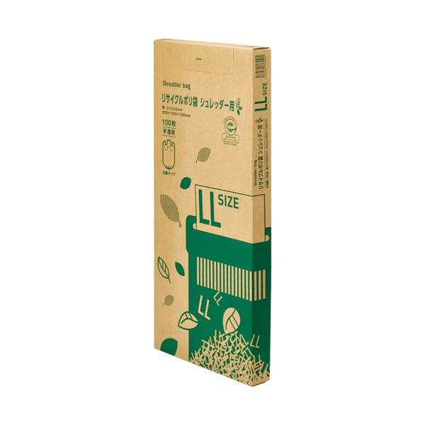 (まとめ）TANOSEE リサイクルポリ袋シュレッダー用 LL BOXタイプ 1箱（100枚）【×5セット】