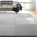 〔6枚セット〕 い草風 置き畳 約幅82×奥行82×高さ2.5cm ブルー 市松模様 軽量 滑り止めシート付 傷防止 水拭きできる【代引不可】
