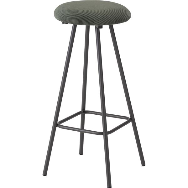 ハイ スツール 約幅42×奥行42×高さ65cm グリーン コーデュロイ生地 コンパクト バースツール カウンタースツール