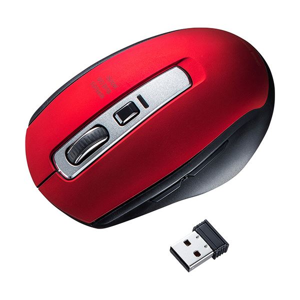 （まとめ）サンワサプライ 静音ワイヤレスブルーLEDマウス レッド MA-WBL161R 1個【×3セット】