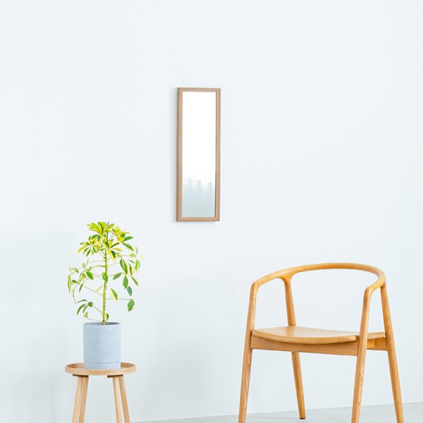 【4個セット】ウォールミラーdeco60(ナチュラル) 木目 北欧風 鏡 姿見 高級感 木製 ドレッサー 玄関 トイレ 洗面 壁掛け モダン 韓国インテリア 業務用 NK-221