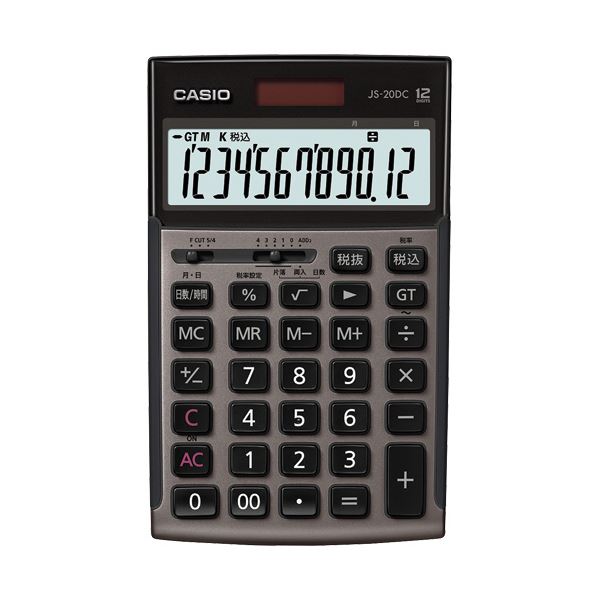 カシオ 本格実務電卓日数&時間計算 12桁 ジャストタイプ グレージュブラウン JS-20DC-GB-N 1台