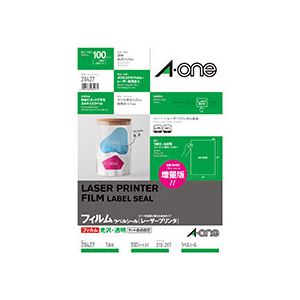 エーワン レーザープリンターラベル 光沢フィルム 透明 A4 ノーカット 28427 1冊(100シート)