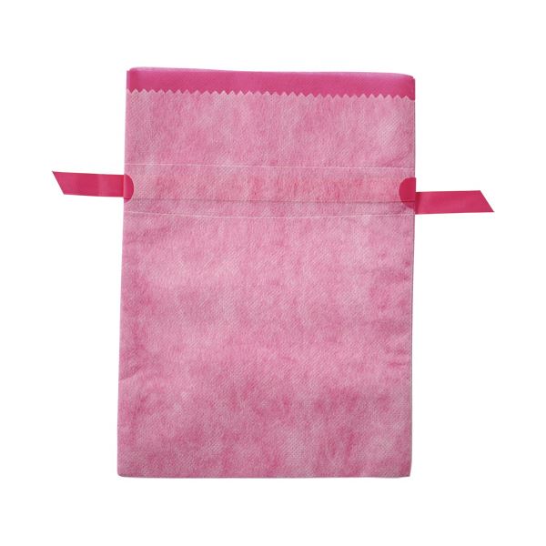 (まとめ)店研創意 ストア・エキスプレス 不織布リボン付きギフトバッグ ピンク 19×27.5×10cm 1パック(10枚)【×5セット】