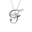 ダンシングストーン K18WG・天然ダイヤモンドシリーズイニシャル「F」ペンダント/ネックレス