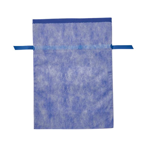 (まとめ)店研創意 ストア・エキスプレス 不織布リボン付きギフトバッグ ネイビー 31×43×12cm 1パック(10枚)【×5セット】