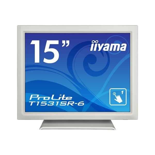 iiyama タッチパネル液晶ディスプレイ 15型 / 1024 768 /D-sub HDMI DisplayPort / ピュアホワイト / スピーカー:あり / XGA / VA / 防塵防滴 /抵抗膜 T1531SR-W6