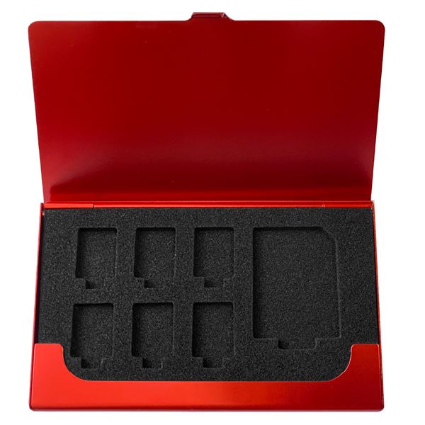 (まとめ)Digio2 メモリーカードケース SD/1枚+microSD/6枚 MCC-2203R レッド【×3セット】