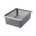 (まとめ)伊藤忠リーテイルリンクスタックトレーメタルハンドル付 深型小 グレー STA4D 1個【×15セット】