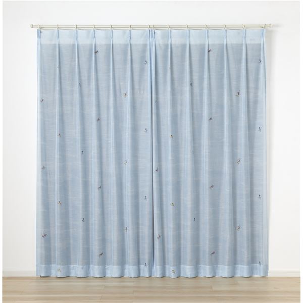 レース カーテン 約幅100×丈133cm ジェシカボイル ブルー 1枚入 日本製 デザインライフ レースカーテン リビング ベッドルーム【代引不可】