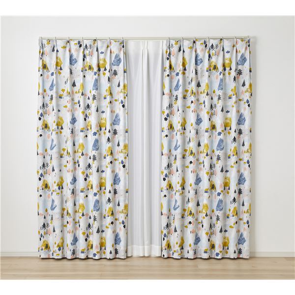 遮光 カーテン 約幅100×丈178cm ユキヤマ イエロー 1枚入 3級遮光 タッセル付 形状記憶加工 日本製 デザインライフ【代引不可】