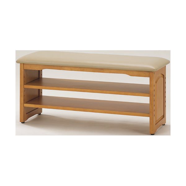 収納付き 玄関ベンチ/腰掛け椅子 【幅90cm】 木製 クッション座面 ガタつき防止付き【代引不可】