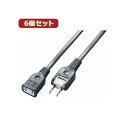 YAZAWA 6個セット耐トラ付延長コード Y021010BKX6(2)