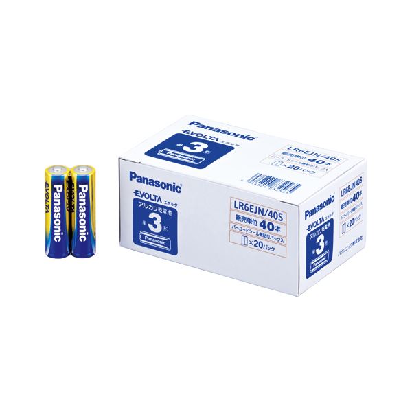 (まとめ) パナソニック EVOLTAアルカリ乾電池 LR6EJN/40S(40本入) 【×2セット】