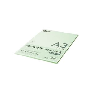 （まとめ） TANOSEE αエコカラーペーパーII A3 ライトグリーン 少枚数パック 1冊（100枚） 【×5セット】
