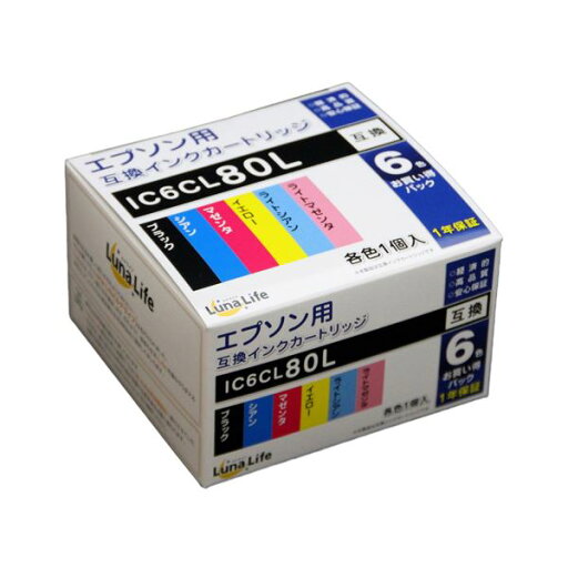 (まとめ)ワールドビジネスサプライ 【Luna Life】 エプソン用 互換インクカートリッジ IC6CL80L 6本パック LN EP80/6P【×2セット】 (まとめ)ワールドビジネスサプライ 【Luna Life】 エプソン用 互換インクカートリッジ IC6CL80L 6本パック LN EP80/6P【×2セット】