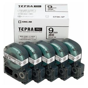 キングジム テプラPROテープエコパック 透明ラベル5個入 ST9K-5P キングジム テプラPROテープエコパック 透明ラベル5個入 ST9K-5P