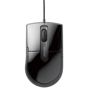 (まとめ) バッファロー 有線BlueLEDマウス 静音 3ボタン Mサイズ ブラック BSMBU26SMBK 1個 【×3セット】