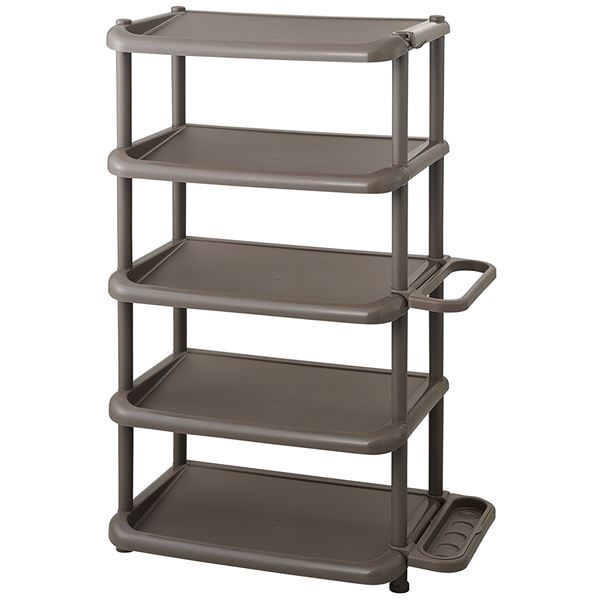 シューズラック/下駄箱 【ブラウン】 ワイド 5段 幅56cm 傘収納 フック付き 『Like-it』(3)