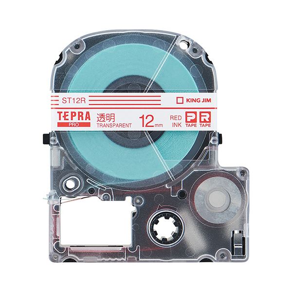 (まとめ) キングジム テプラ PRO テープカートリッジ 12mm 透明/赤文字 ST12R 1個 【×5セット】