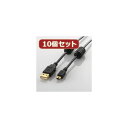 10個セット エレコム フェライトコア付きUSB2.0ケーブル U2C-MF30BKX10(2)