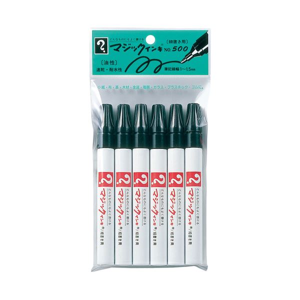 (まとめ) 寺西化学 油性マーカー マジックインキ No.500(細書き用) 黒 M500-T1-6P 1パック(6本) 【×5セ..