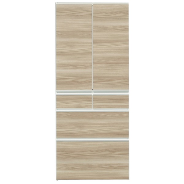 食器棚 キッチン収納 幅75cm ブラウン 木目調 板扉 上置き付き 上台扉耐震ラッチ付き 日本製 ダイニン..