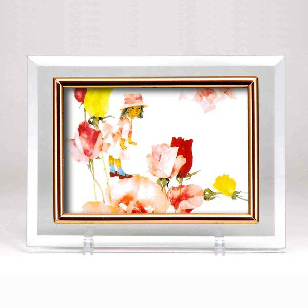 クリスタル フォトフレーム 写真立て ハガキサイズ 150×105mm対応 いわさきちひろ 花と少女 額 写真フ..