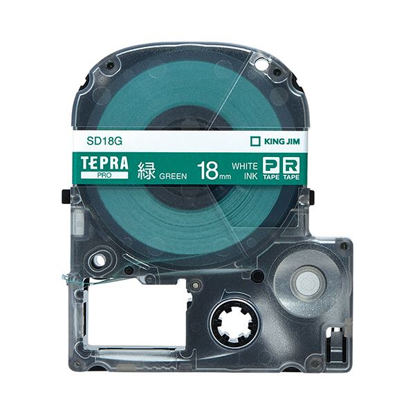 (まとめ) キングジム テプラ PRO テープカートリッジ ビビッド 18mm 緑/白文字 SD18G 1個 【×4セット】