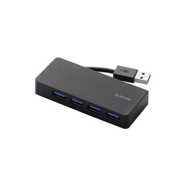 (まとめ) エレコム 4ポートUSB3.0ハブ(ケーブル収納タイプ) U3H-K417BBK 【×2セット】
