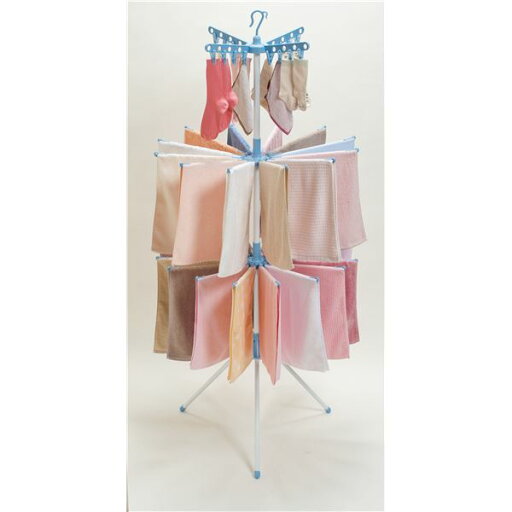 回転式室内物干しスタンド/洗濯物干し 【3段 パラソル型】 高さ180cm クリップ付き 回転式室内物干しスタンド/洗濯物干し 【3段 パラソル型】 高さ180cm クリップ付き