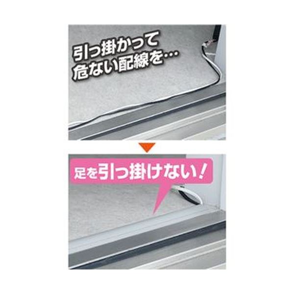 （まとめ）ELPA 足せるモール 床用1号40cm テープ付 グレー PSM-U140P2（GY）1パッ...