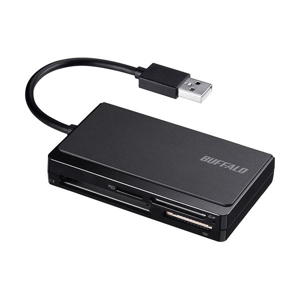 バッファロー USB2.0マルチカードリーダー/ライター ケーブル収納モデル ブラック BSCR300U2BK 1台