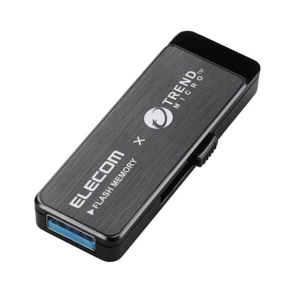 楽天ELMONO（家具 ラグ カーペット）（まとめ）エレコムウイルス対策USB3.0メモリ（Trend Micro） 16GB ブラック MF-TRU316GBK 1個【×3セット】