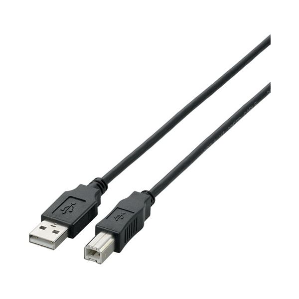 (まとめ)エレコム USB2.0ケーブル3m U2C-BN30BK ブラック【×5セット】