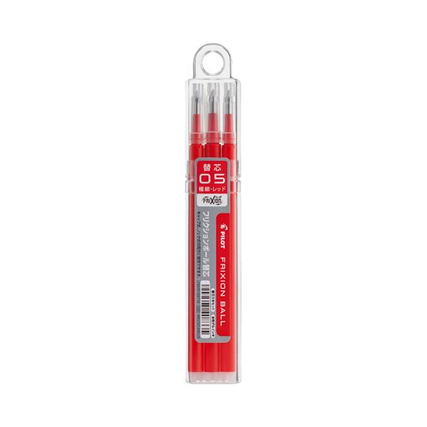 （まとめ） パイロット ゲルインキボールペンフリクションボール替芯 0.5mm レッド キャップ式ノック式両用 LFBKRF30EF3R 1パック（3本） 