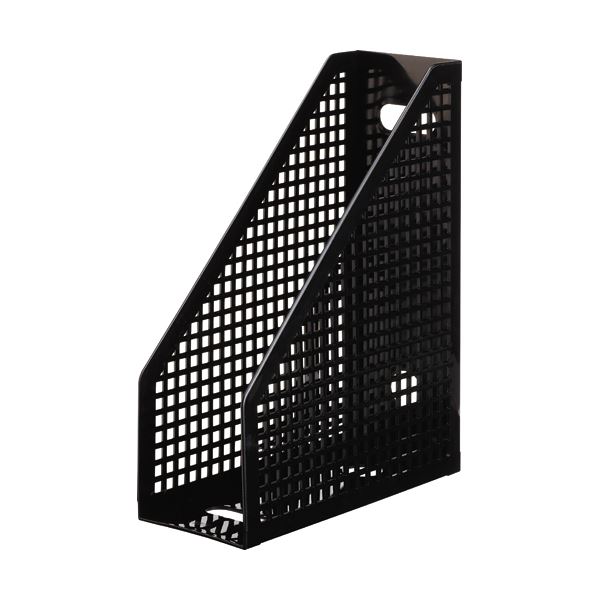 (まとめ) TANOSEE メッシュボックスA4タテ 背幅103mm 黒 1セット(10個) 【×5セット】(3)