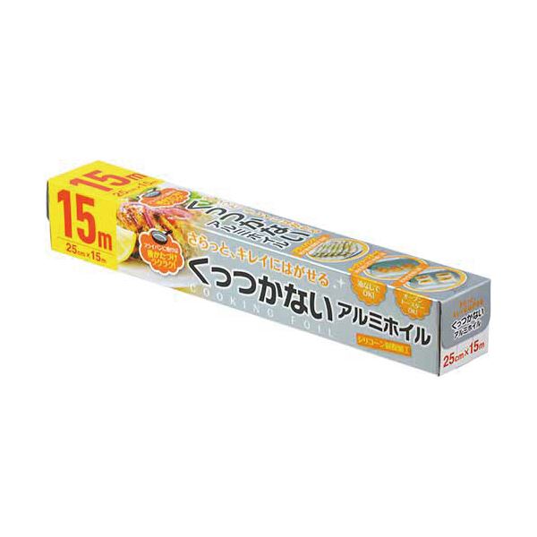 （まとめ）大和物産 くっつかないアルミホイル 25cm×15m 1本 【×10セット】