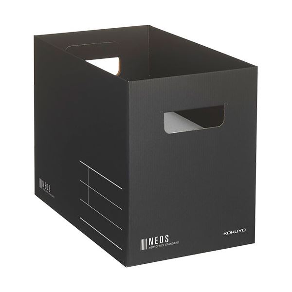(まとめ) コクヨ 収納ボックス(NEOS)Mサイズ ブラック A4-NEMB-D 1個 【×5セット】