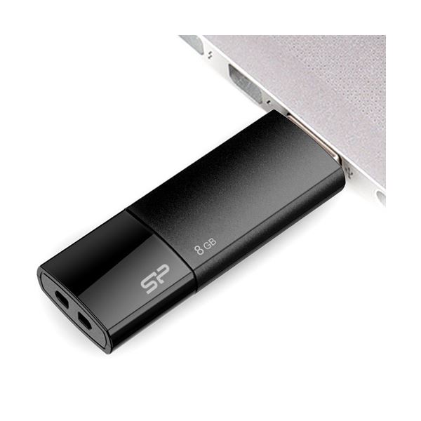 (まとめ) シリコンパワーUSB2.0フラッシュメモリ Ultima U05 8GB ブラック SP008GBUF2U05V1K 1個 【×10セット】