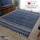 トルコ製 ラグマット/絨毯 【ネイビー 約200×250cm】 長方形 抗菌・消臭機能 高耐久性 ホットカーペット対応 〔リビング〕【代引不可】(3)