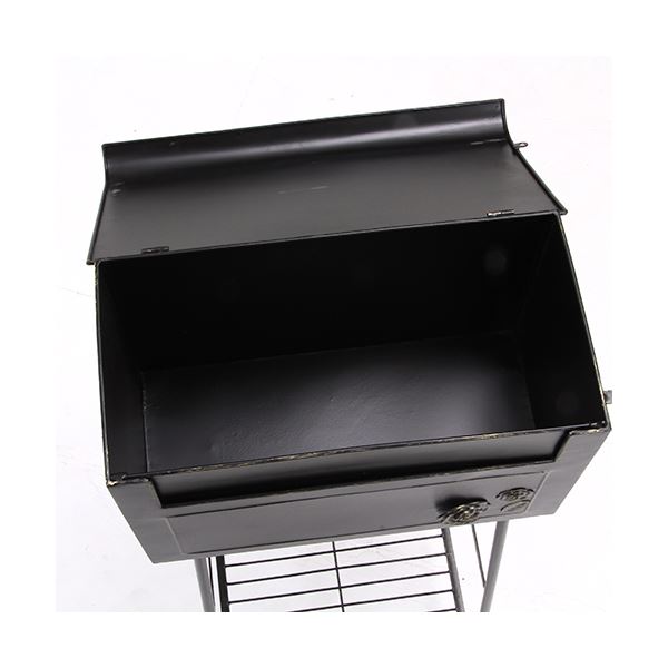 ポスト 郵便受け 幅425mm 横型 ローズ ブラック スチール 棚付き ガーデン 玄関 エ...