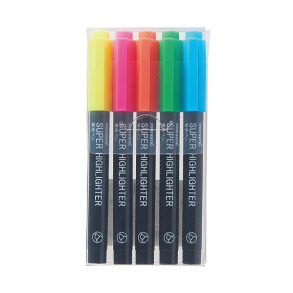 (まとめ) モナミ 蛍光ペン SUPERHIGHLIGHTER 5色セット（黄・桃・橙・緑・水色） 18443 1パック 【×50セット】