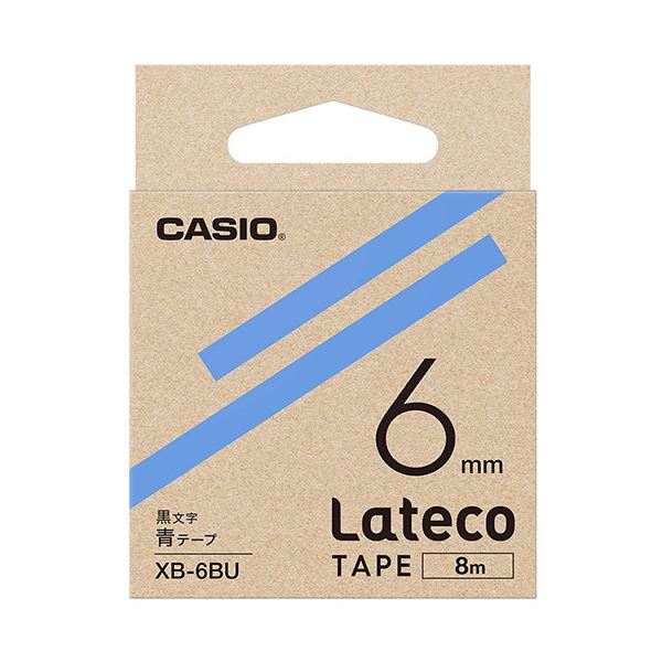 カシオ ラテコ 詰替用テープ6mm×8m 青/黒文字 XB-6BU 1セット(5個)