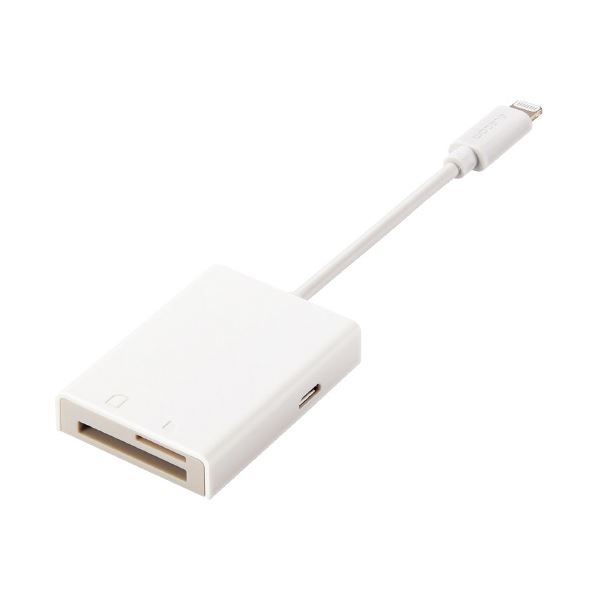 (まとめ) エレコム Lightningカードリーダー ホワイト MR-LC201WH 【×3セット】