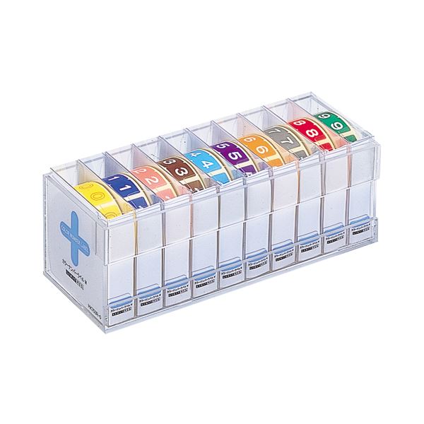 リヒトラブ カラーナンバーラベルMロールタイプ 「0」~「9」 専用ケース付 HK753R-コミ 1セット（3000..