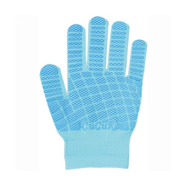 (まとめ) 福徳産業 CuCuRa(キュキュラ) すべり止め付軍手 ライトブルー 1双 【×10セット】